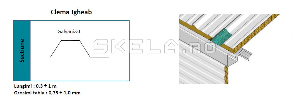 Accesorii tabla hale - clema jgheab acoperis - Skela Industries