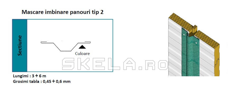 Accesorii tabla - profil mascare imbinare panouri sandwich tip 2 - Skela Industries